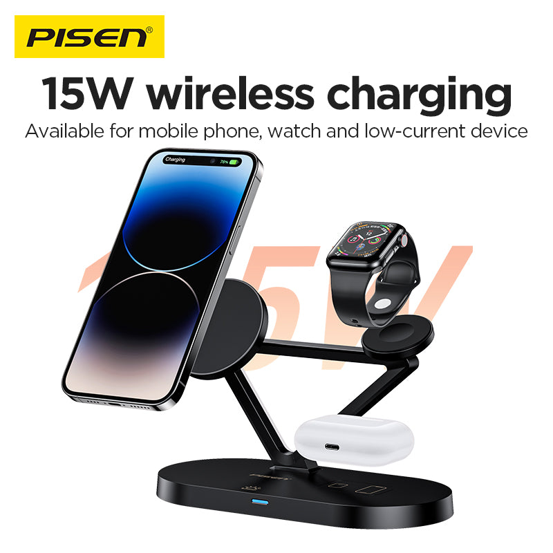 PISEN 3-in-1 Wireless Charging Stand with Night Light TP-C24 - PisenBiz