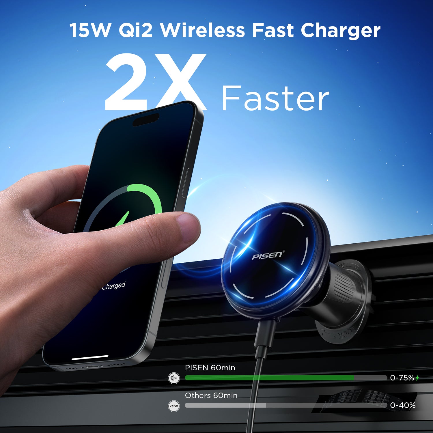 15W Qi2 Wireless Car Charger